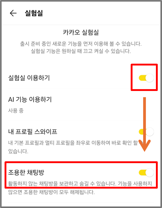 실험실 조용한 채팅방 활성화