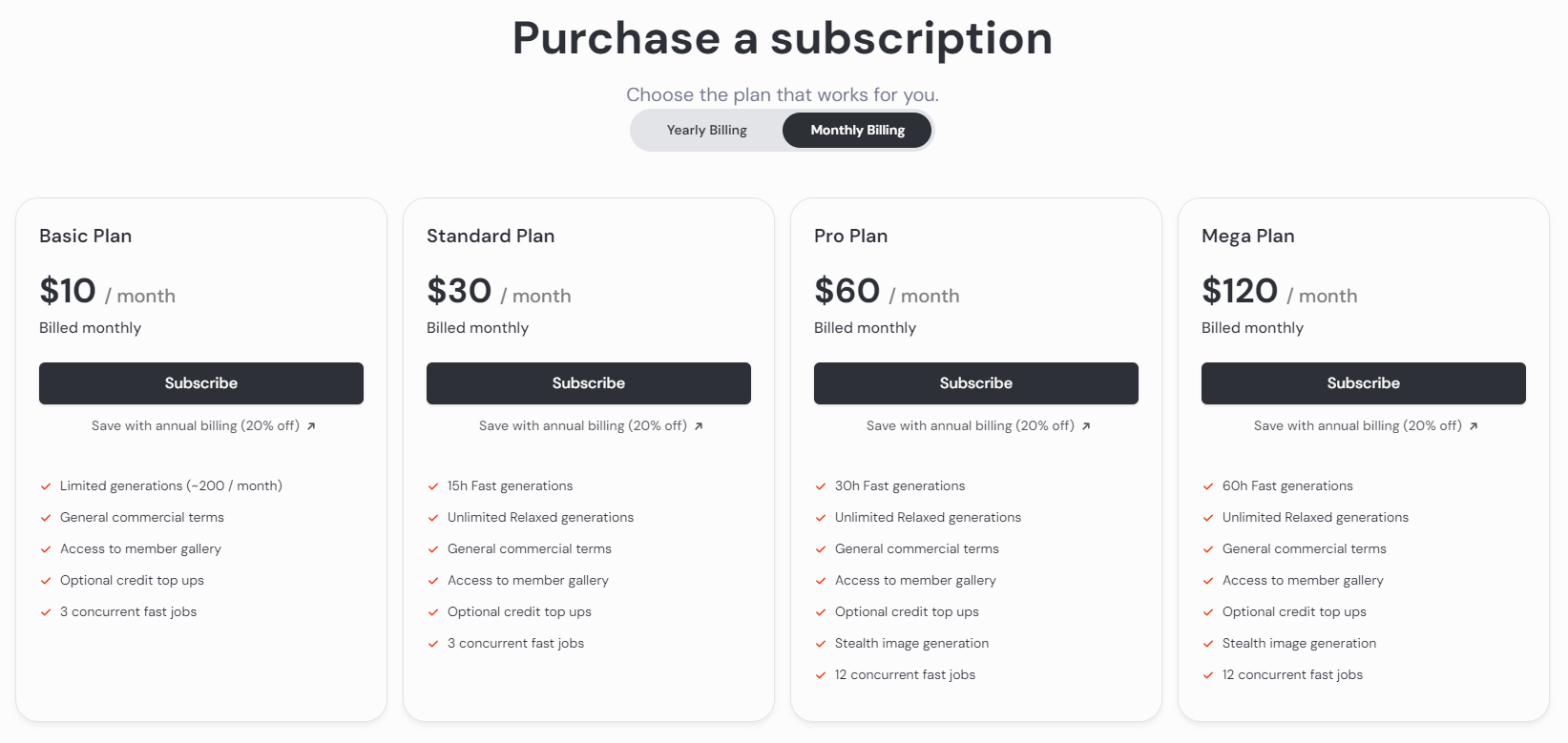 미드저니 월간 구독 서비스