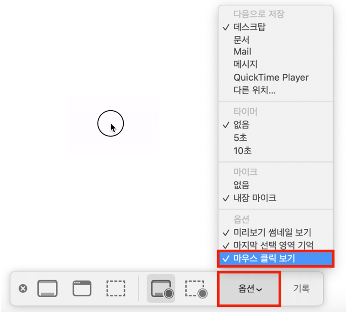 마우스 클릭 표시