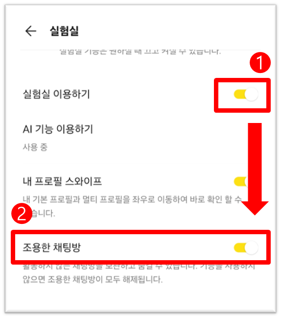 카톡 조용한 채팅방 설정 방법 3